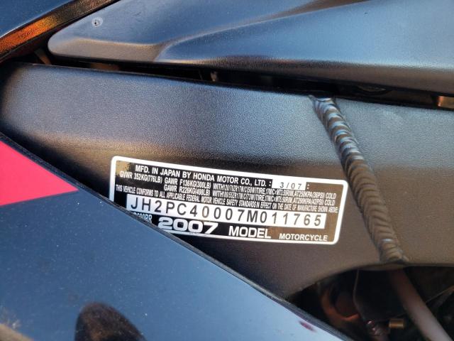 2007 HONDA CBR600 RR JH2PC40007M011765