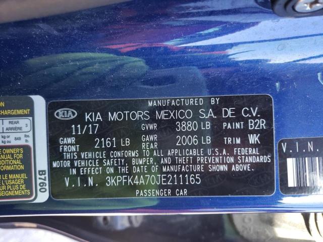 3KPFK4A70JE211165 | 2018 KIA FORTE LX