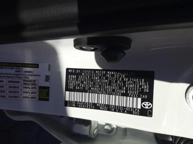 2020 TOYOTA CORROLA 5YFEPRAE8LP119280