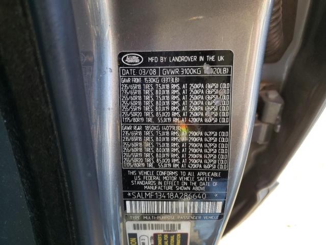 SALMF13418A286640 Land Rover Range Rove 2008. Фото: 9