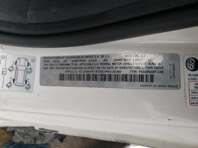 2012 VOLKSWAGEN BEETLE TUR 3VWVA7AT0CM603548