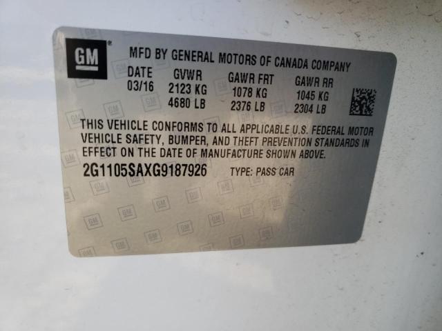 2016 CHEVROLET IMPALA LT 2G1105SAXG9187926