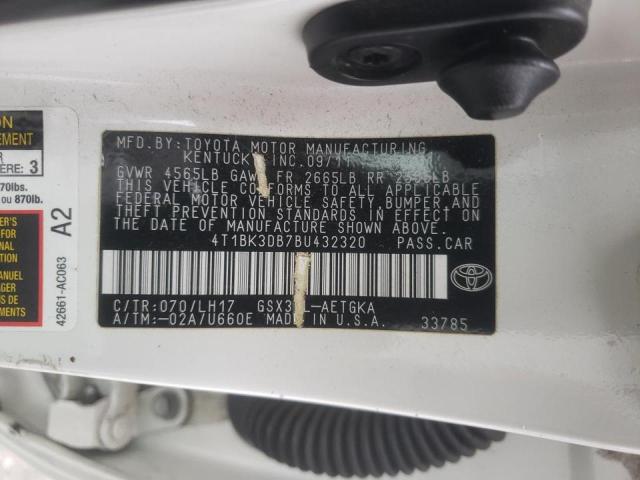 2011 TOYOTA AVALON BAS 4T1BK3DB7BU432320