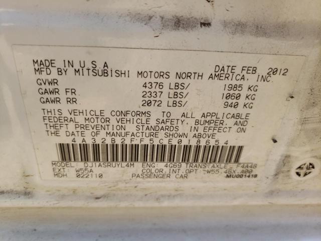 2012 MITSUBISHI GALANT FE 4A32B2FF5CE018654