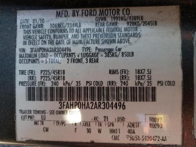 2010 FORD FUSION SE - 3FAHP0HA2AR304496