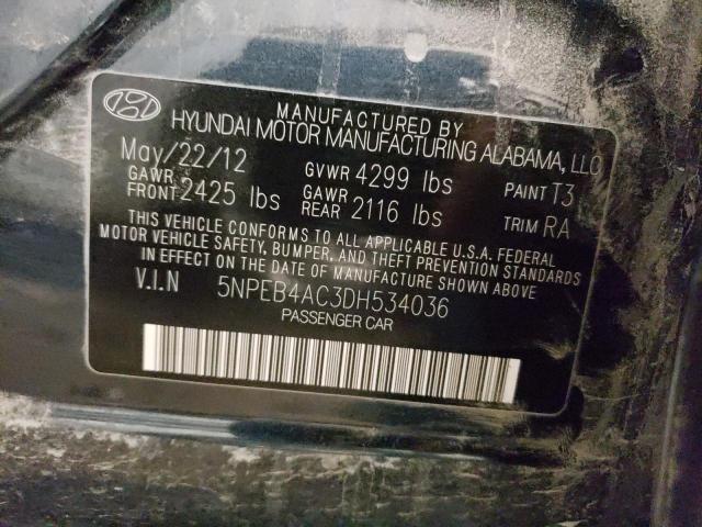 2013 HYUNDAI SONATA GLS 5NPEB4AC3DH534036