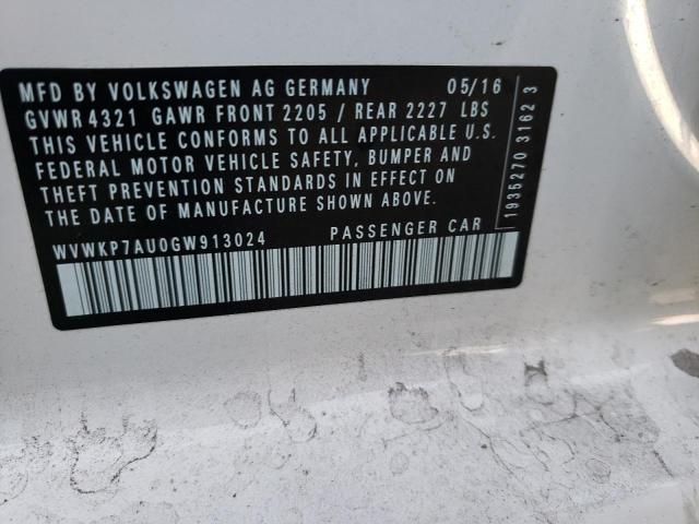 2016 VOLKSWAGEN E-GOLF SE WVWKP7AU0GW913024