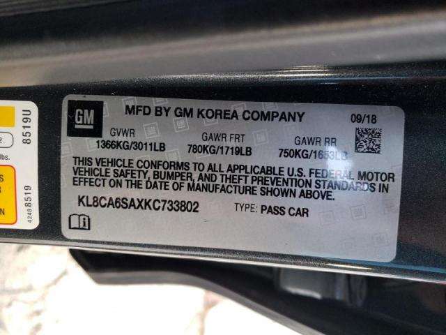 2019 CHEVROLET SPARK KL8CA6SAXKC733802