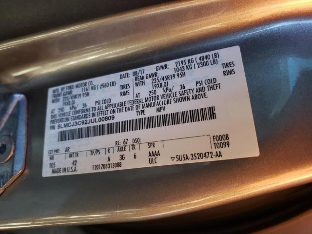 2018 LINCOLN MKC RESERV 5LMCJ3C92JUL00809