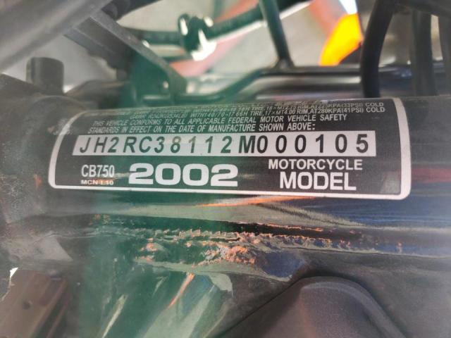 2002 HONDA CB750 JH2RC38112M000105