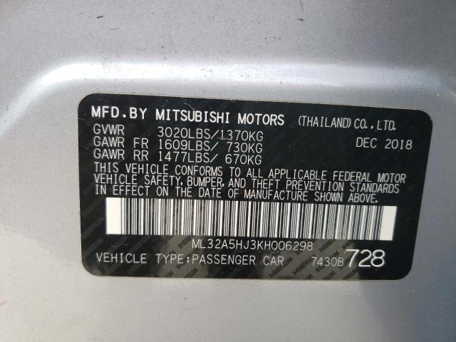 2019 MITSUBISHI MIRAGE LE ML32A5HJ3KH006298
