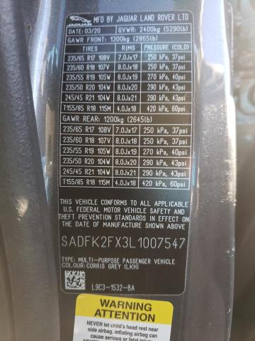 2020 JAGUAR E-PACE SADFK2FX3L1007547