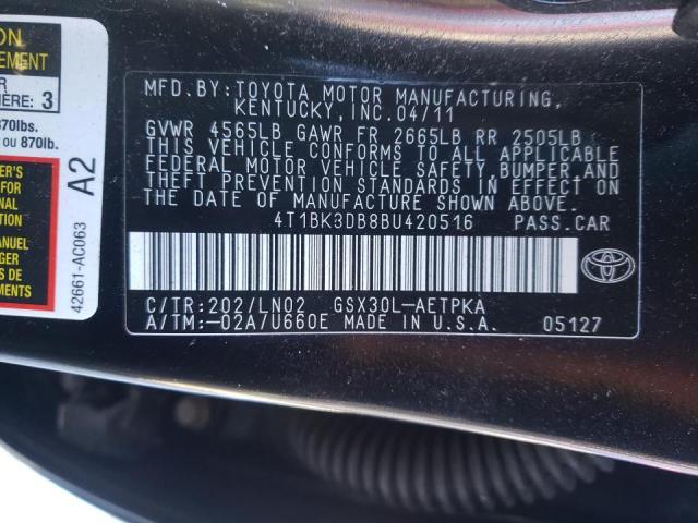 2011 TOYOTA AVALON BAS 4T1BK3DB8BU420516