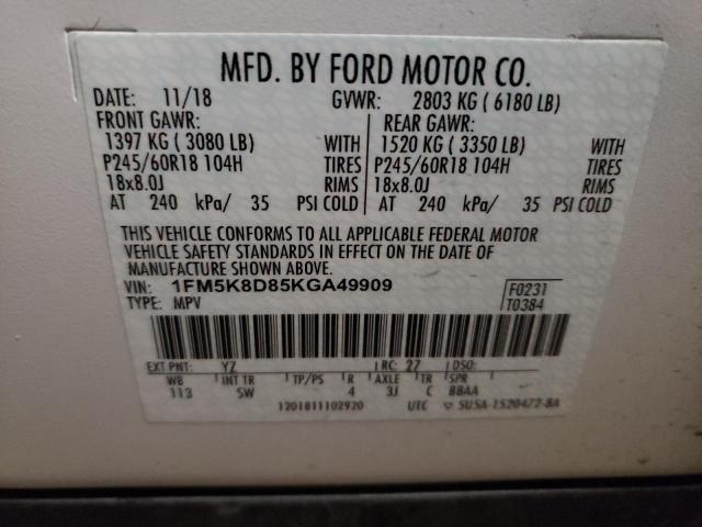 2019 FORD EXPLORER X 1FM5K8D85KGA49909