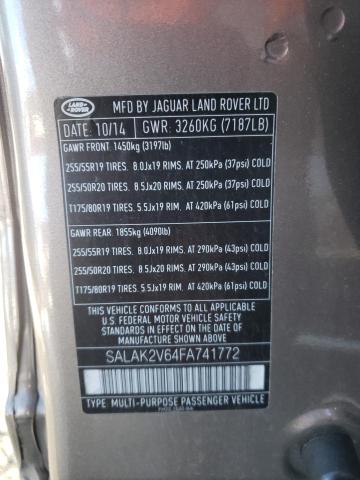 2015 LAND ROVER LR4 HSE LU SALAK2V64FA741772