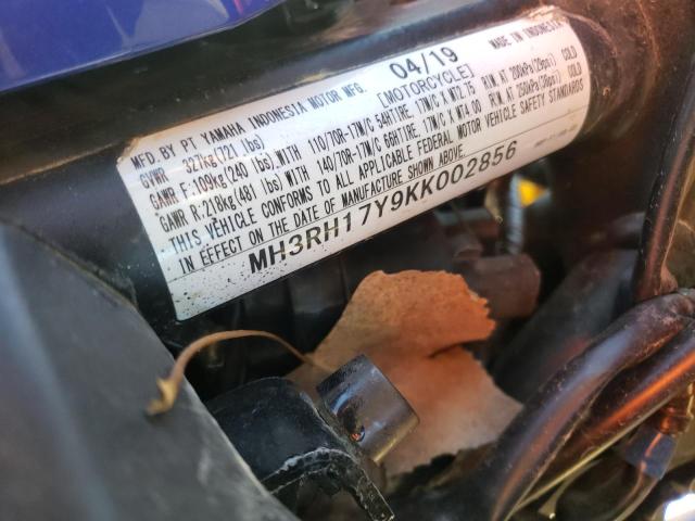 2019 YAMAHA YZFR3 MH3RH17Y9KK002856