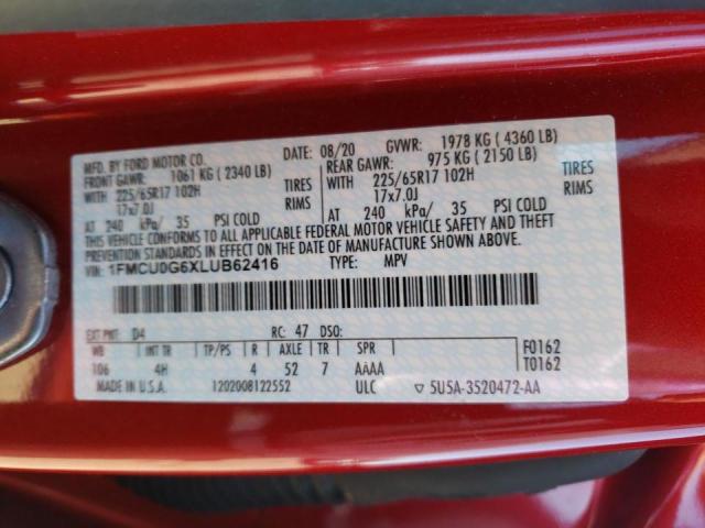 2020 FORD ESCAPE SE - 1FMCU0G6XLUB62416