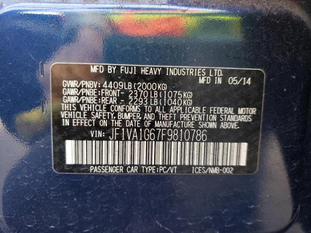 2015 SUBARU WRX LIMITE JF1VA1G67F9810786