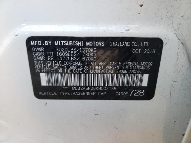 2019 MITSUBISHI MIRAGE LE ML32A5HJ5KH002155