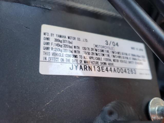 2004 YAMAHA YZFR1 JYARN13E44A004263
