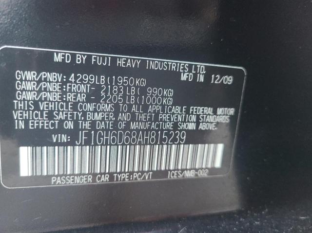 2010 SUBARU IMPREZA OU JF1GH6D68AH815239