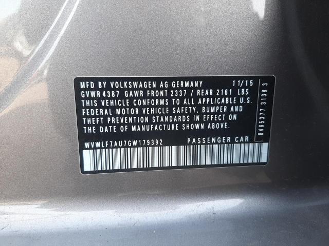 2016 VOLKSWAGEN GOLF R WVWLF7AU7GW179392