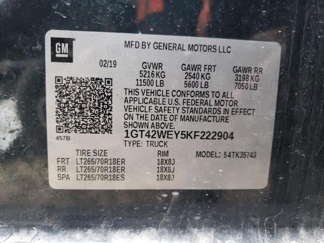 2019 GMC SIERRA K35 1GT42WEY5KF222904