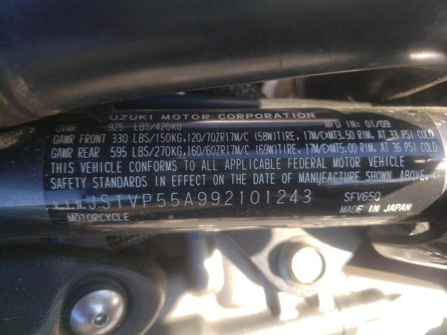 2009 SUZUKI SFV650 JS1VP55A992101243