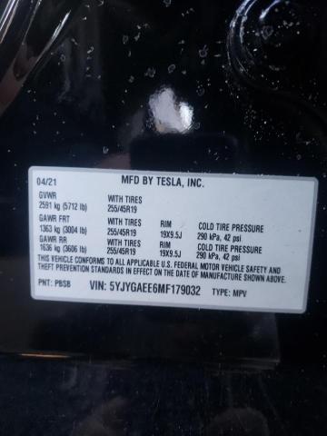 2021 TESLA MODEL Y 5YJYGAEE6MF179032