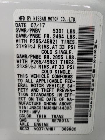 2017 INFINITI QX70 JN8CS1MU8HM144303