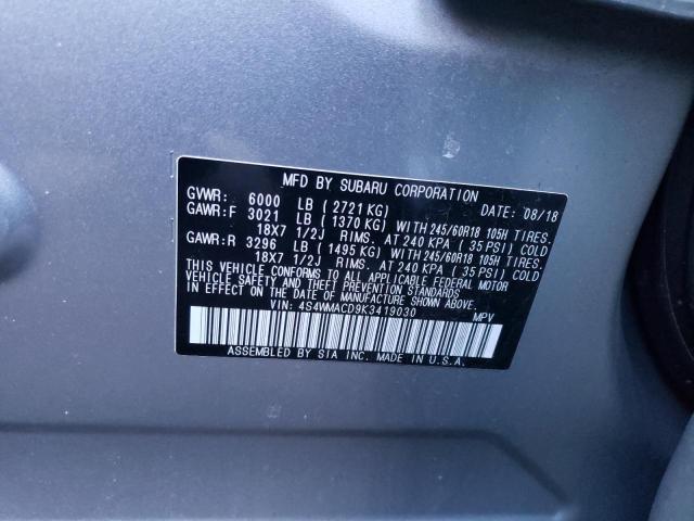 2019 SUBARU ASCENT PRE 4S4WMACD9K3419030