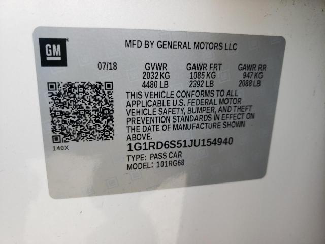 2018 CHEVROLET VOLT PREMI 1G1RD6S51JU154940