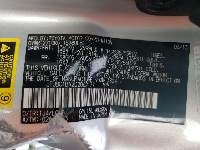 2013 LEXUS RX 450 JTJBC1BA2D2062177
