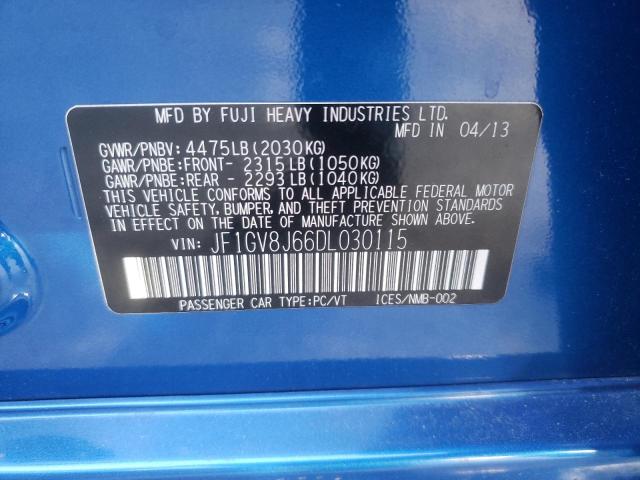 2013 SUBARU IMPREZA WR JF1GV8J66DL030115