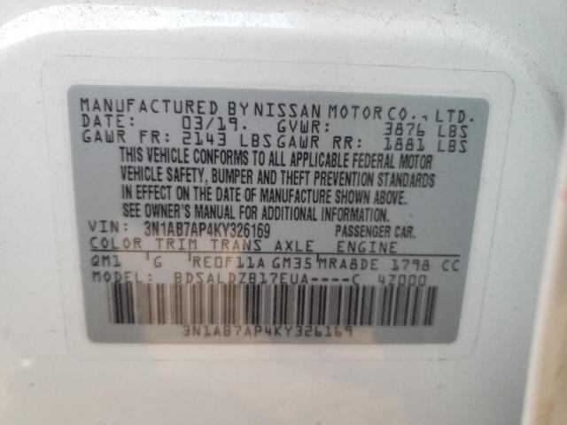 3N1AB7AP4KY326169 Nissan Sentra S 2019. Фото: 9