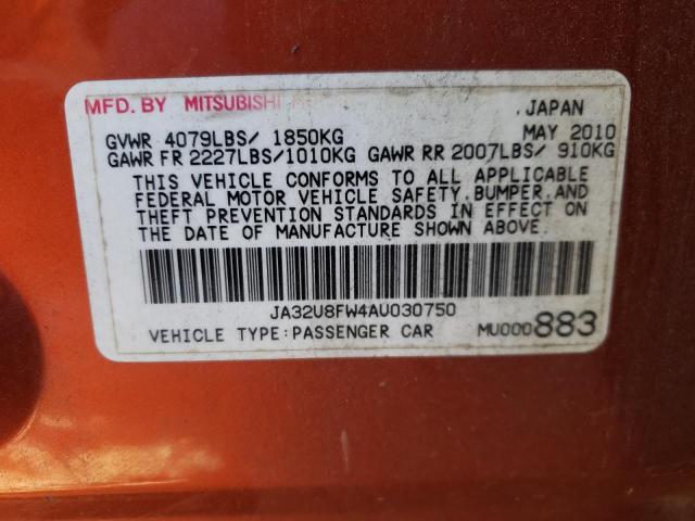 2010 MITSUBISHI LANCER GTS JA32U8FW4AU030750