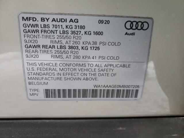 2021 AUDI E-TRON PRE WA1AAAGE0MB007205