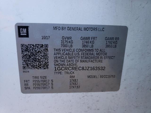2018 CHEVROLET SILVERADO 1GCRCREC8JZ163532