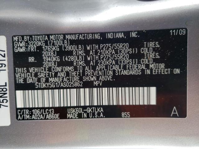 2010 TOYOTA SEQUOIA LI 5TDKY5G17AS025862