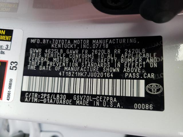 2018 TOYOTA CAMRY XSE 4T1BZ1HK7JU020164