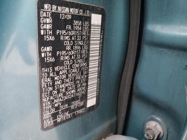 2010 NISSAN CUBE JN8AZ2KR2AT160242