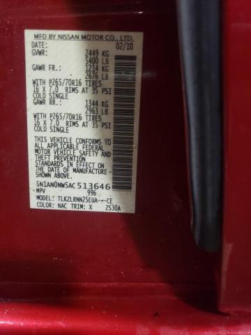 2010 NISSAN XTERRA OFF 5N1AN0NW5AC513646