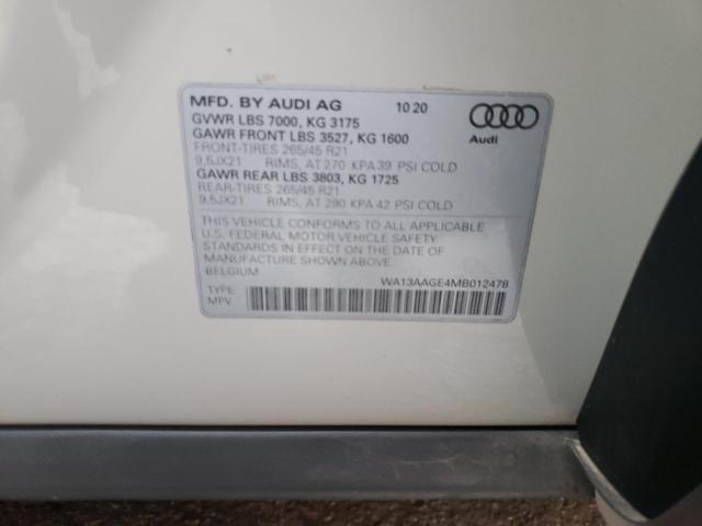 2021 AUDI E-TRON SPO WA13AAGE4MB012478