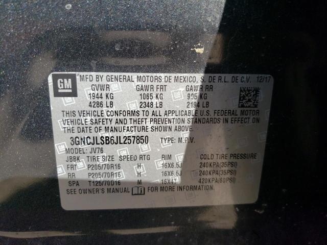 2018 CHEVROLET TRAX 1LT 3GNCJLSB6JL257850