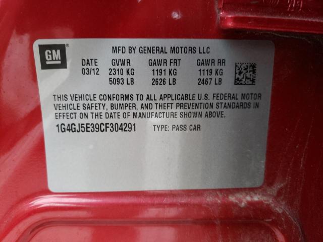 2012 BUICK LACROSSE T 1G4GJ5E39CF304291