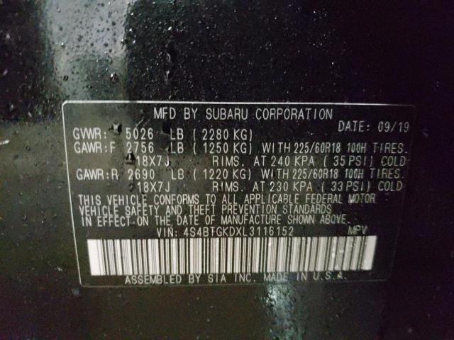 2020 SUBARU OUTBACK ON 4S4BTGKDXL3116152