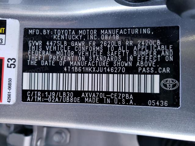 2018 TOYOTA CAMRY XSE 4T1B61HKXJU146270