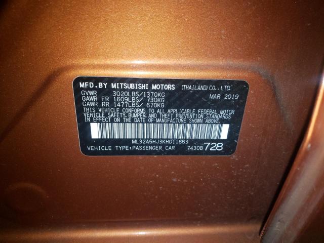 2019 MITSUBISHI MIRAGE LE ML32A5HJ3KH011663