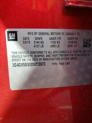 2013 BUICK REGAL GS 2G4GV5GV0D9213973