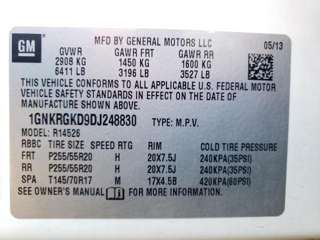 2013 CHEVROLET TRAVERSE L 1GNKRGKD9DJ248830